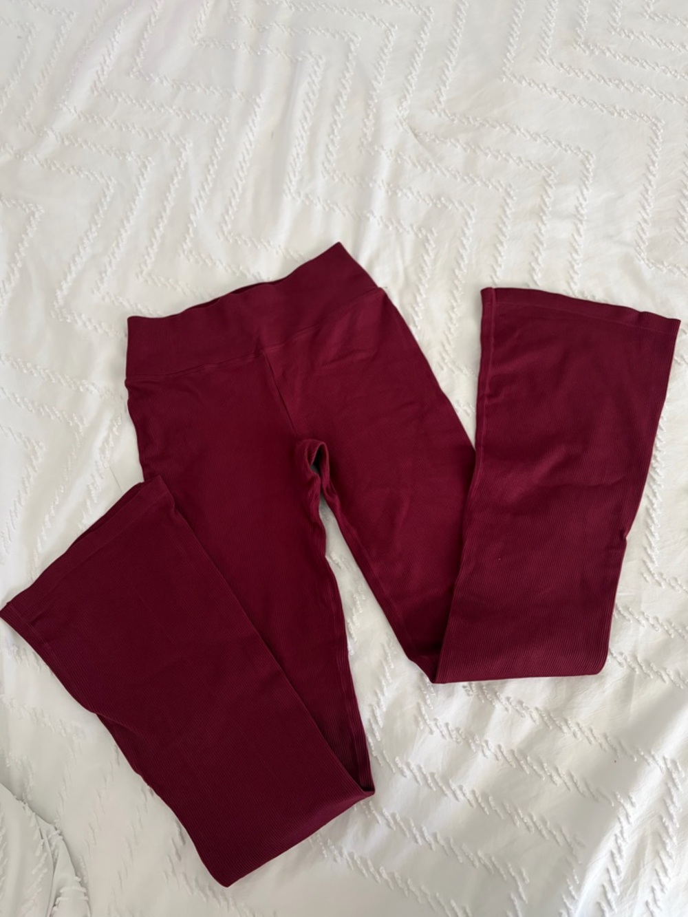 Burgundy‎ Ribbed Flare Leggings